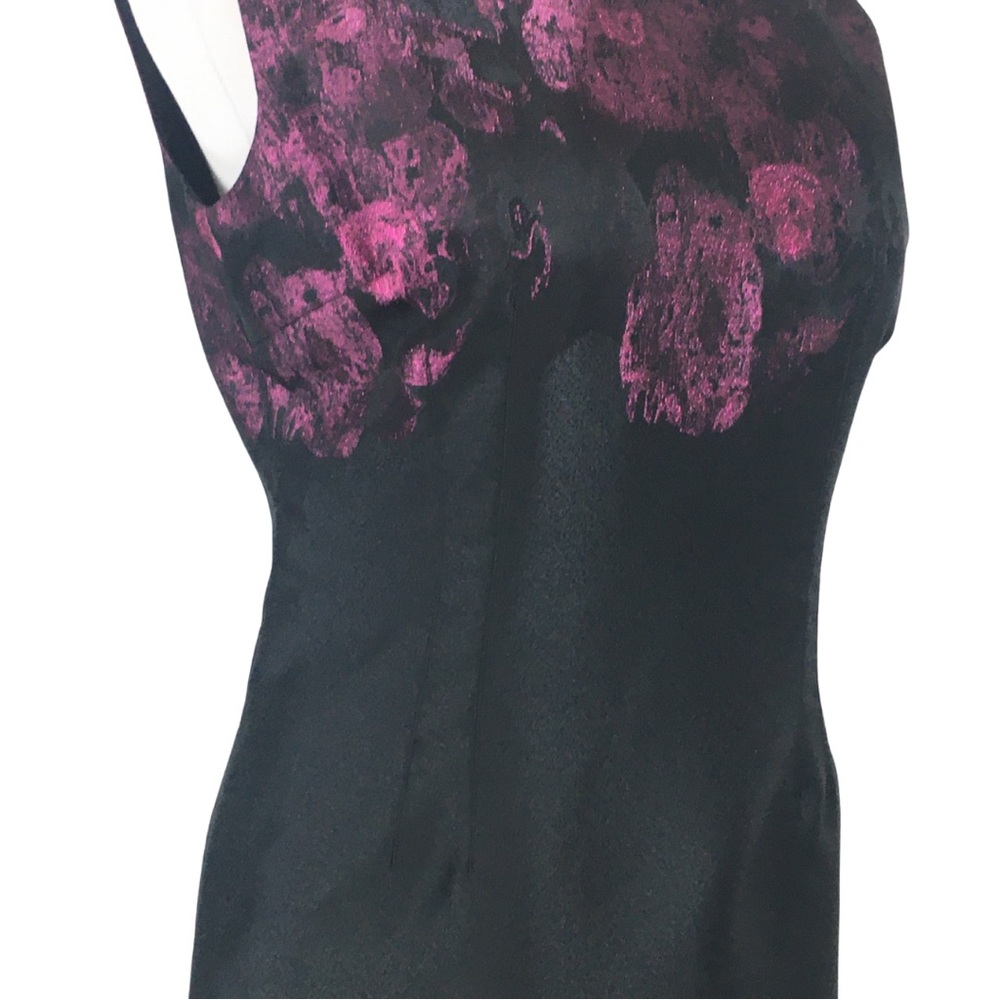 Tahari Black Pink Floral Jacquard Sleeveless High Neckline Sheath Dress size 12 - Picture 6 of 16